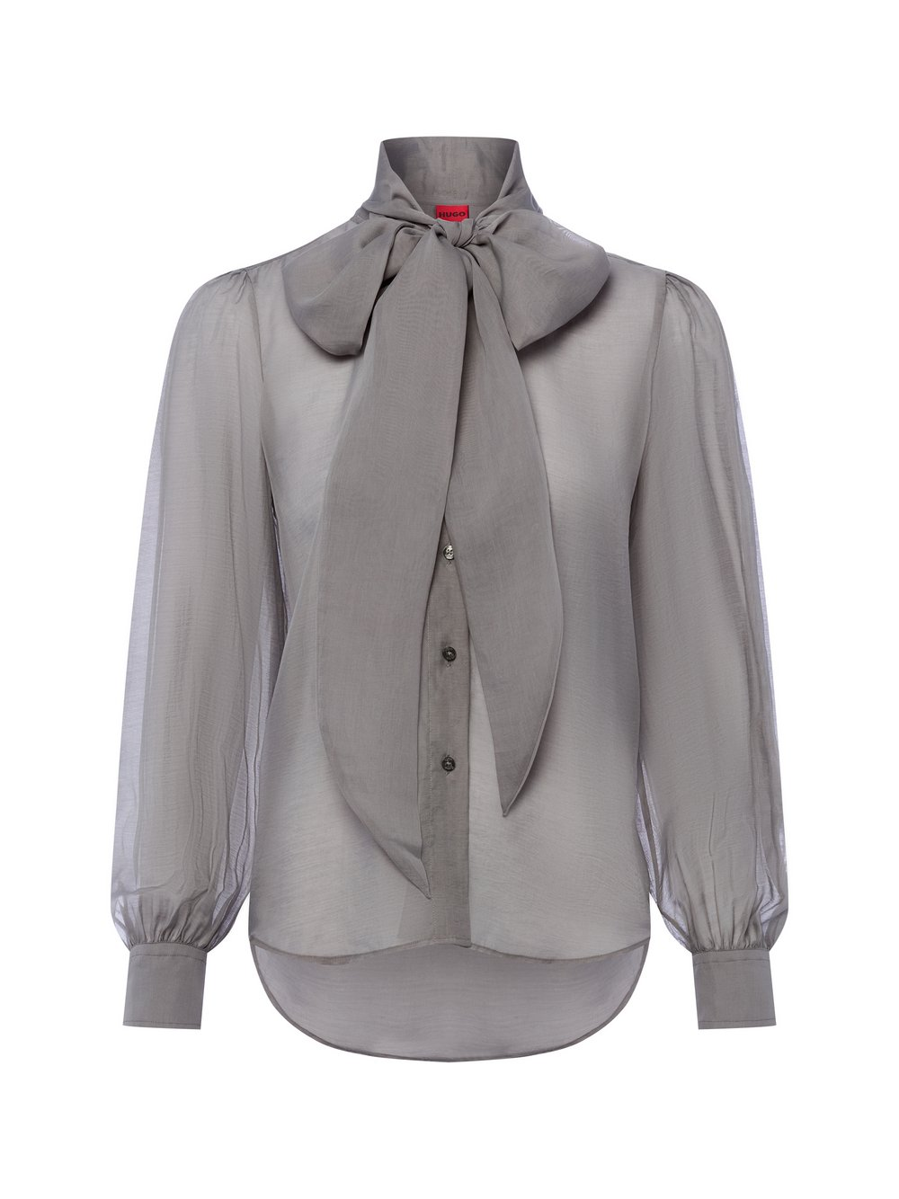HUGO Rozkloszowana bluzka damska - Elegancka Kobiety szary, 38