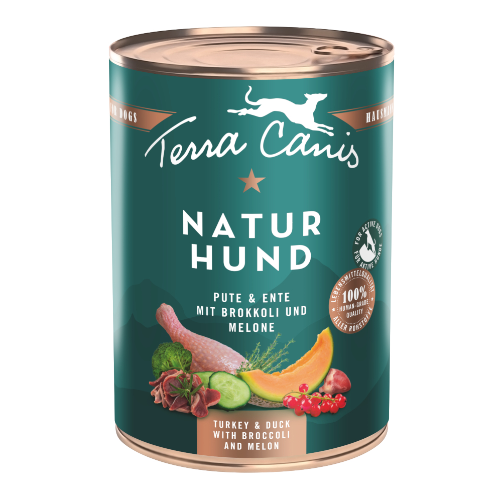 Korzystny pakiet Terra Canis Naturhund, 12 x 400 g - Indyk i kaczka z brokułami i melonem