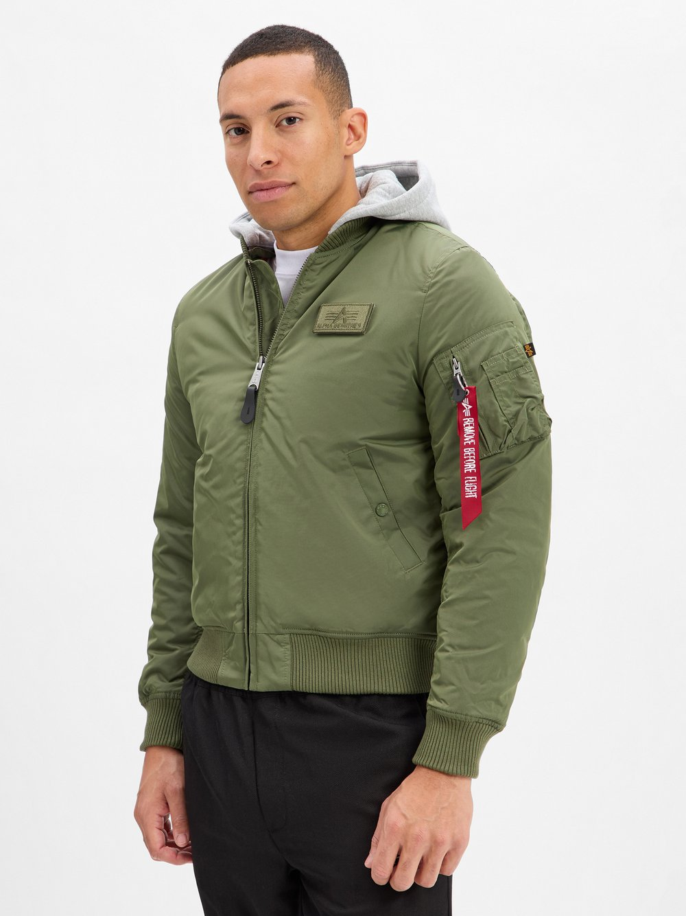 Alpha Industries Męska kurtka bomberka - MA-1 Two Tone Hood Mężczyźni Sztuczne włókno zielony, S
