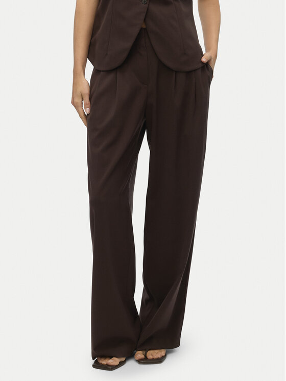 Vero Moda Spodnie materiałowe Sigga 10336315 Brązowy Wide Leg