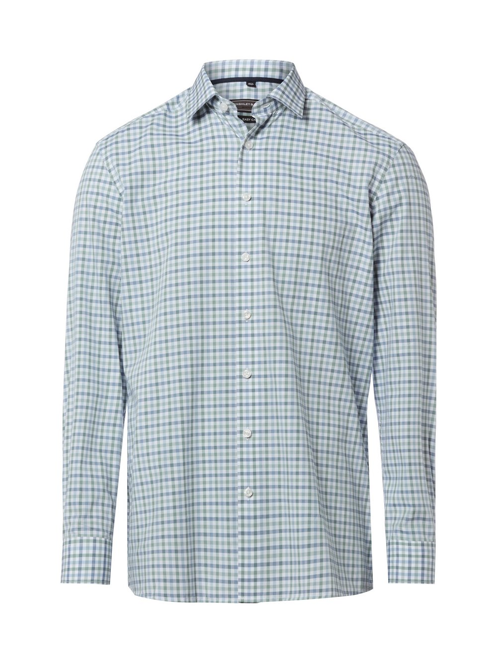 Finshley & Harding Męska koszula biznesowa - Easy Care Mężczyźni Modern Fit Bawełna niebieski|zielony, 45