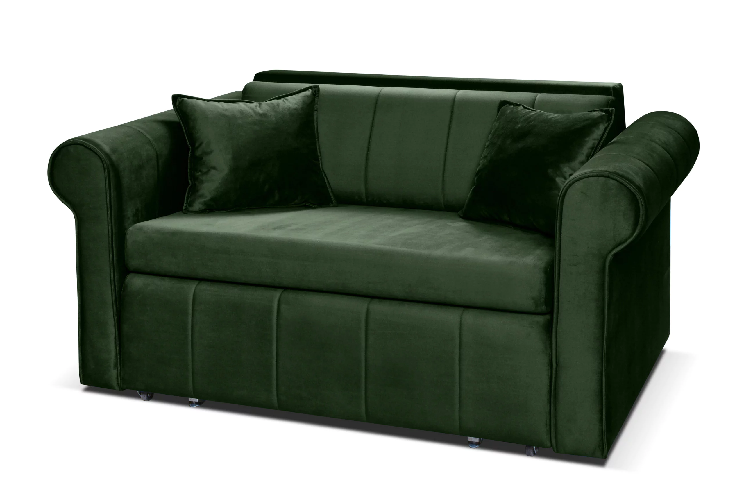 Sofa velvet glamour z dodatkowymi poduszkami butelkowa zieleń LAVIO