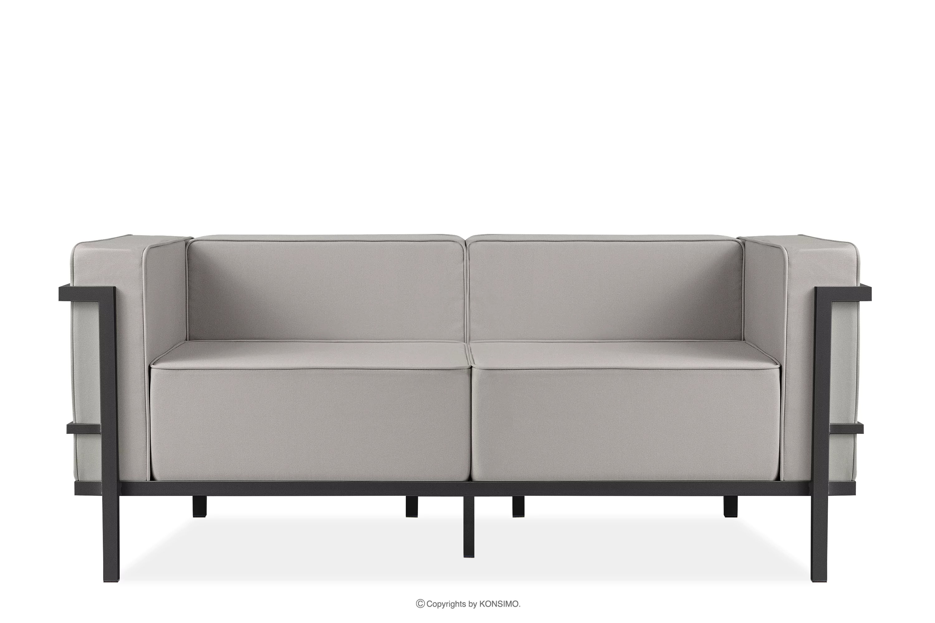 Nowoczesna sofa ogrodowa 2 na metalowych nóżkach ciemny szary/jasny szary TRIGLO
