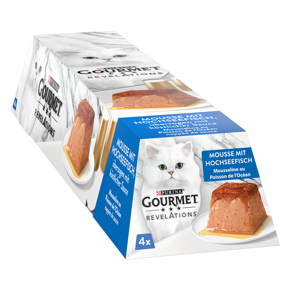 12 + 4 / 144 + 48 gratis! Gourmet Revelations, karma mokra, 16 x 57 g / 192 x 57 g - Mus, ryba morska, 16 x 57 g