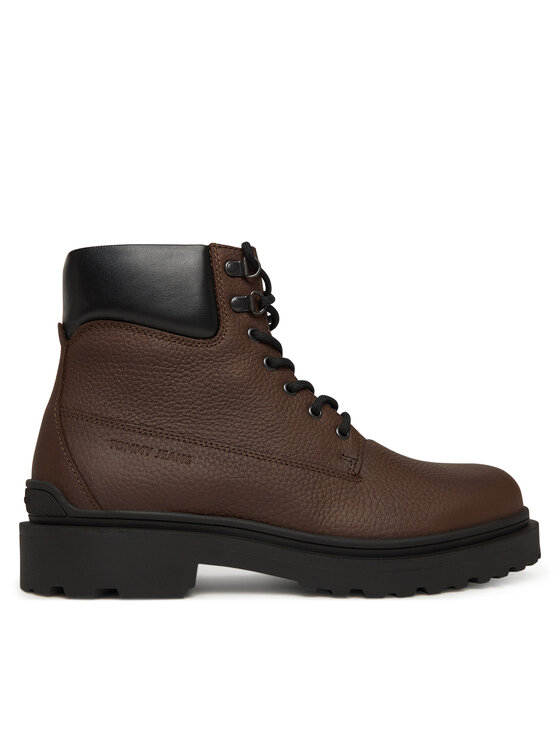 Tommy Jeans Trzewiki Tjm Lace Up Boot Leather EM0EM01629 Brązowy
