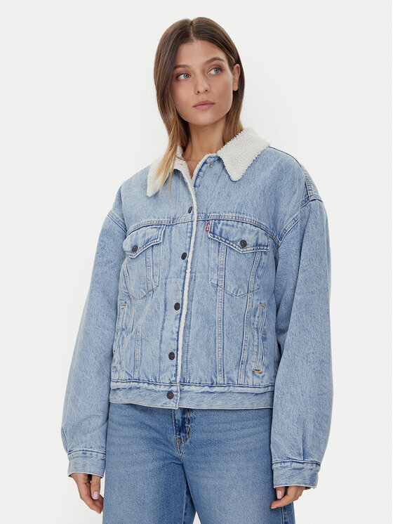Levi's® Kurtka jeansowa Sherpa Trucker 90's A4435-0010 Niebieski Loose Fit