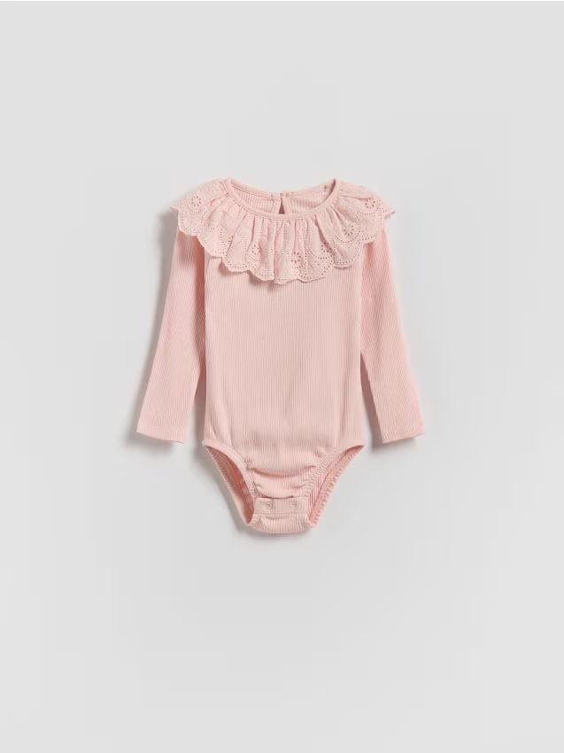 Reserved - Body z kołnierzykiem - pastelowy róż miniaturka
