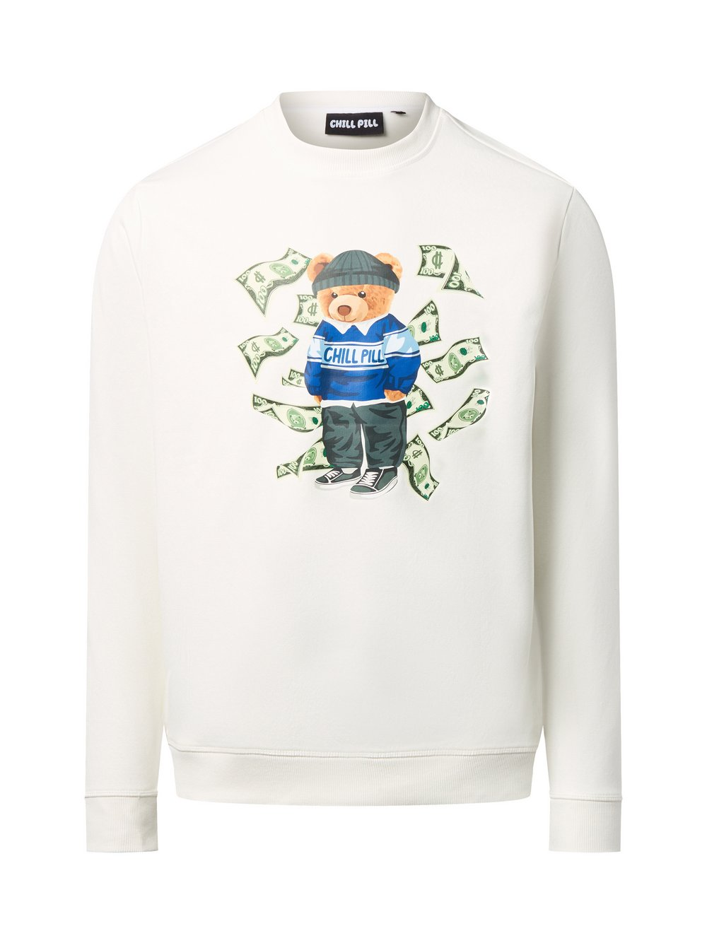 Chill Pill Bluza męska - Money Bear Mężczyźni Bawełna biały|wielokolorowy, XL