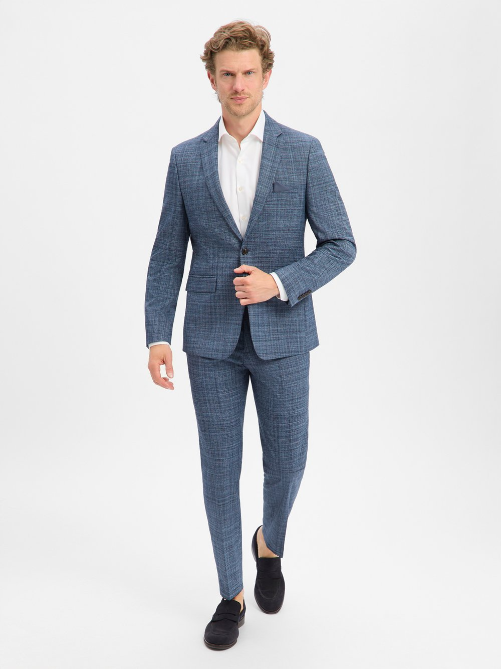Andrew James Męski garnitur - Steven/Mitch Mężczyźni Modern Fit niebieski, 27