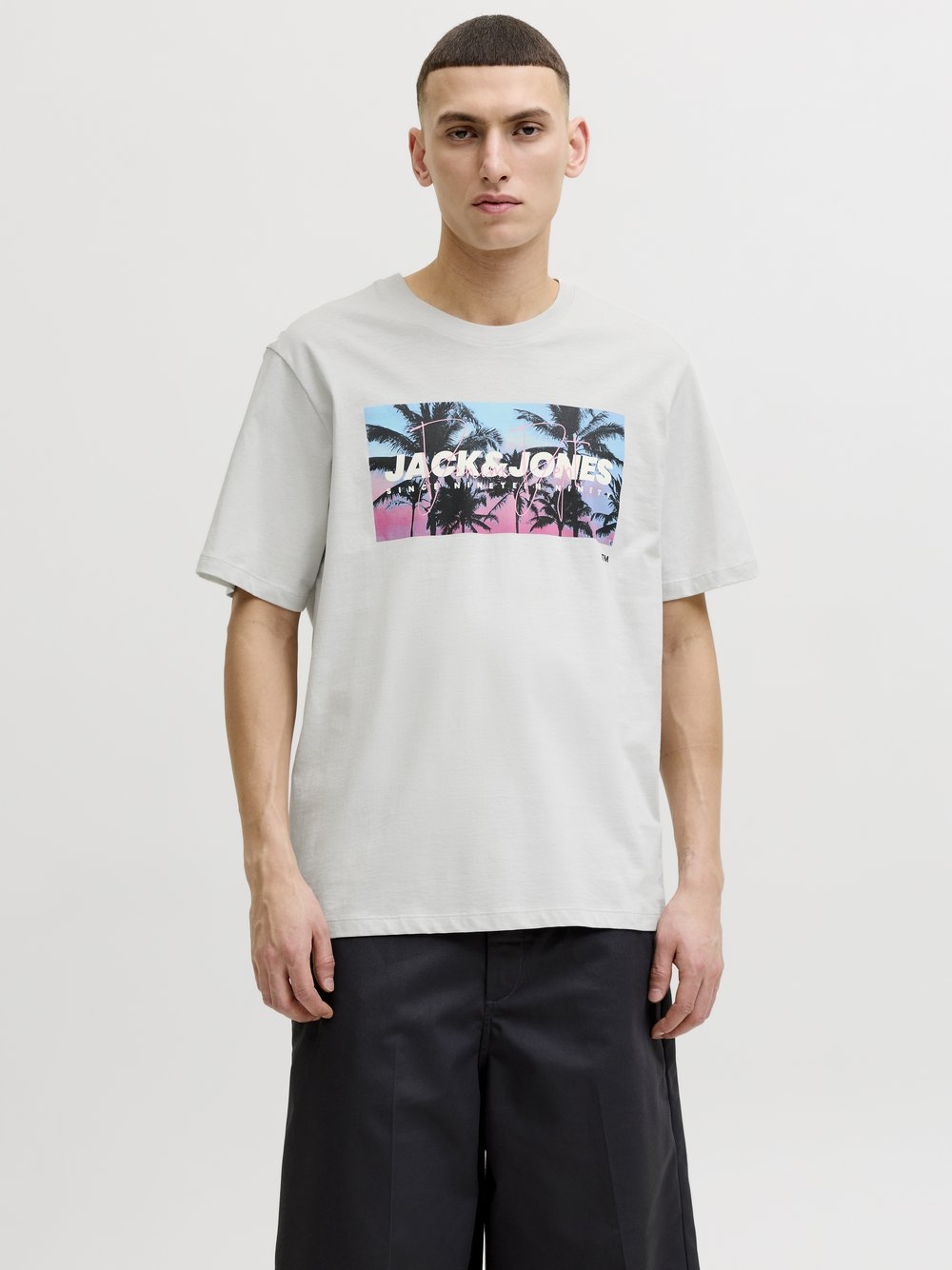 Jack & Jones Koszulka męska - JJIndiana Mężczyźni Bawełna (100%) szary, XL
