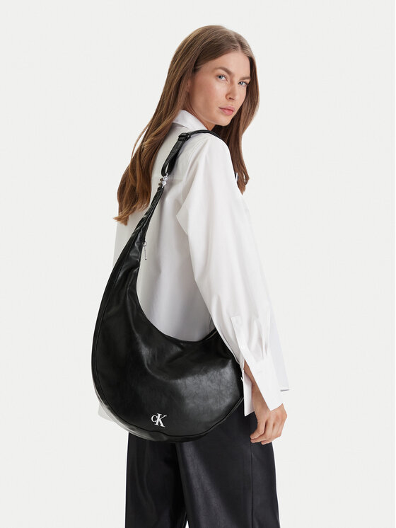 Calvin Klein Torebka Buckle Convertible Hobo Bag LV04F3446G Czarny