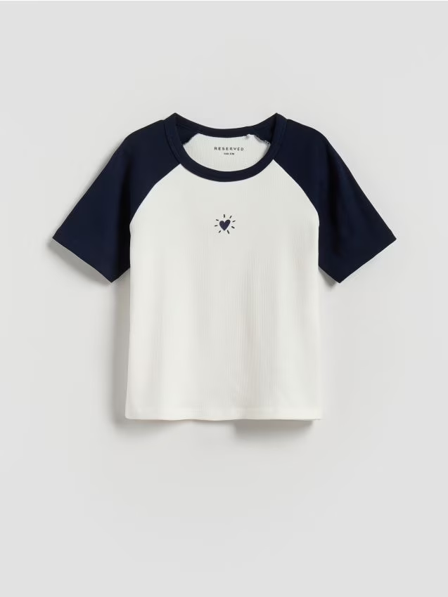 Reserved - T-shirt z wypukłym nadrukiem - granatowy