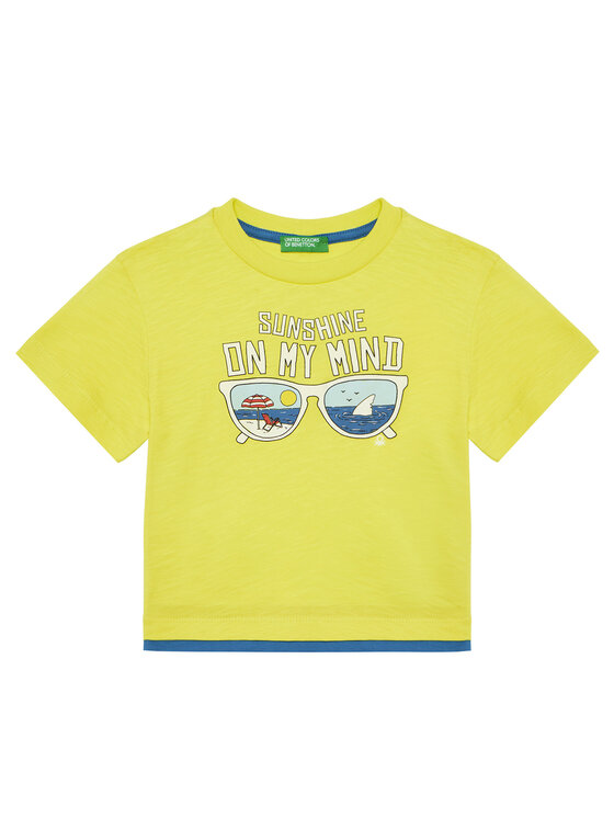 United Colors Of Benetton T-Shirt 3SLUG10JF Żółty Regular Fit