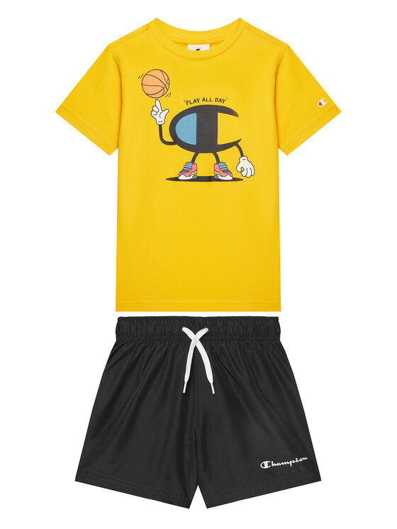 Champion Komplet t-shirt i spodenki 307062 Żółty Regular Fit