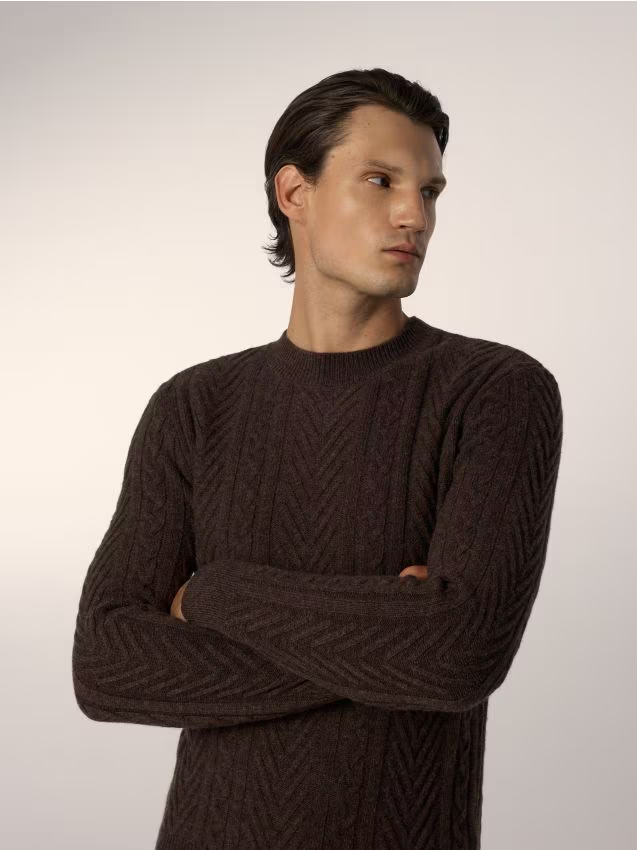 Reserved - Sweter z wełną - brązowy