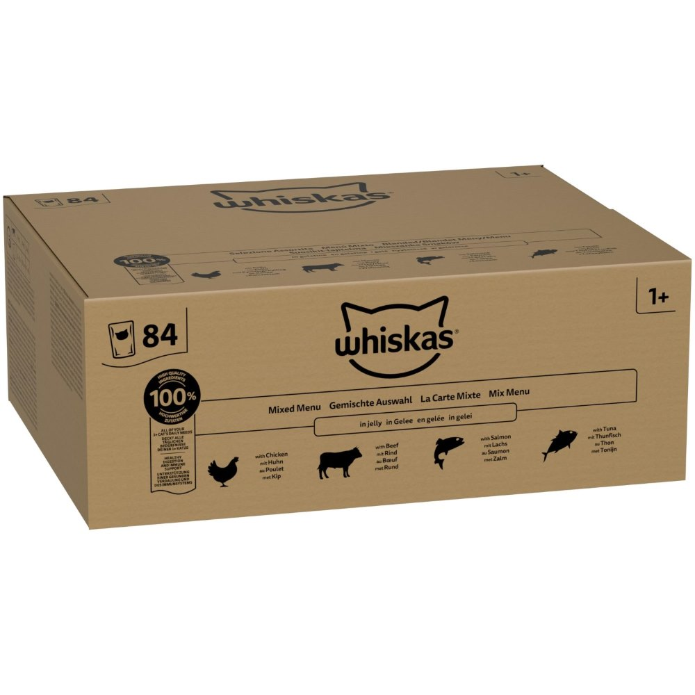Whiskas 1+ Adult w saszetkach, 84 x 85 g - Wybór mieszany w galarecie