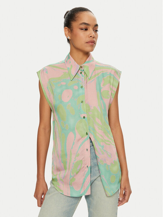PINKO Bluzka 103116 A1NQ Zielony Regular Fit