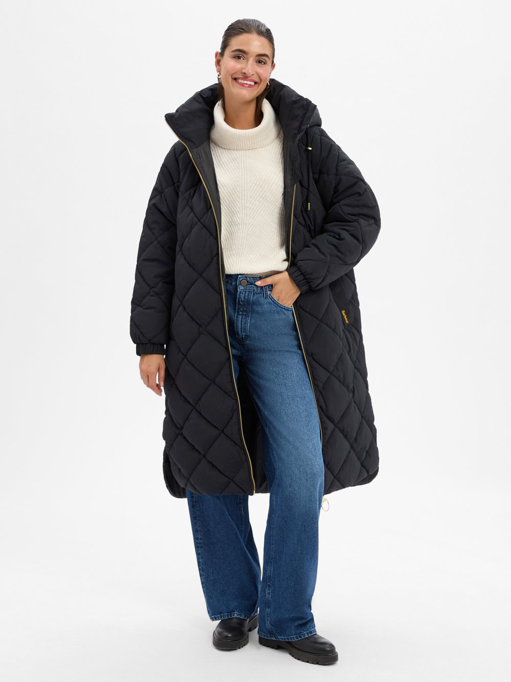 Barbour Pikowany płaszcz damski - Kirkton Puffer Kobiety Sztuczne włókno czarny, 38