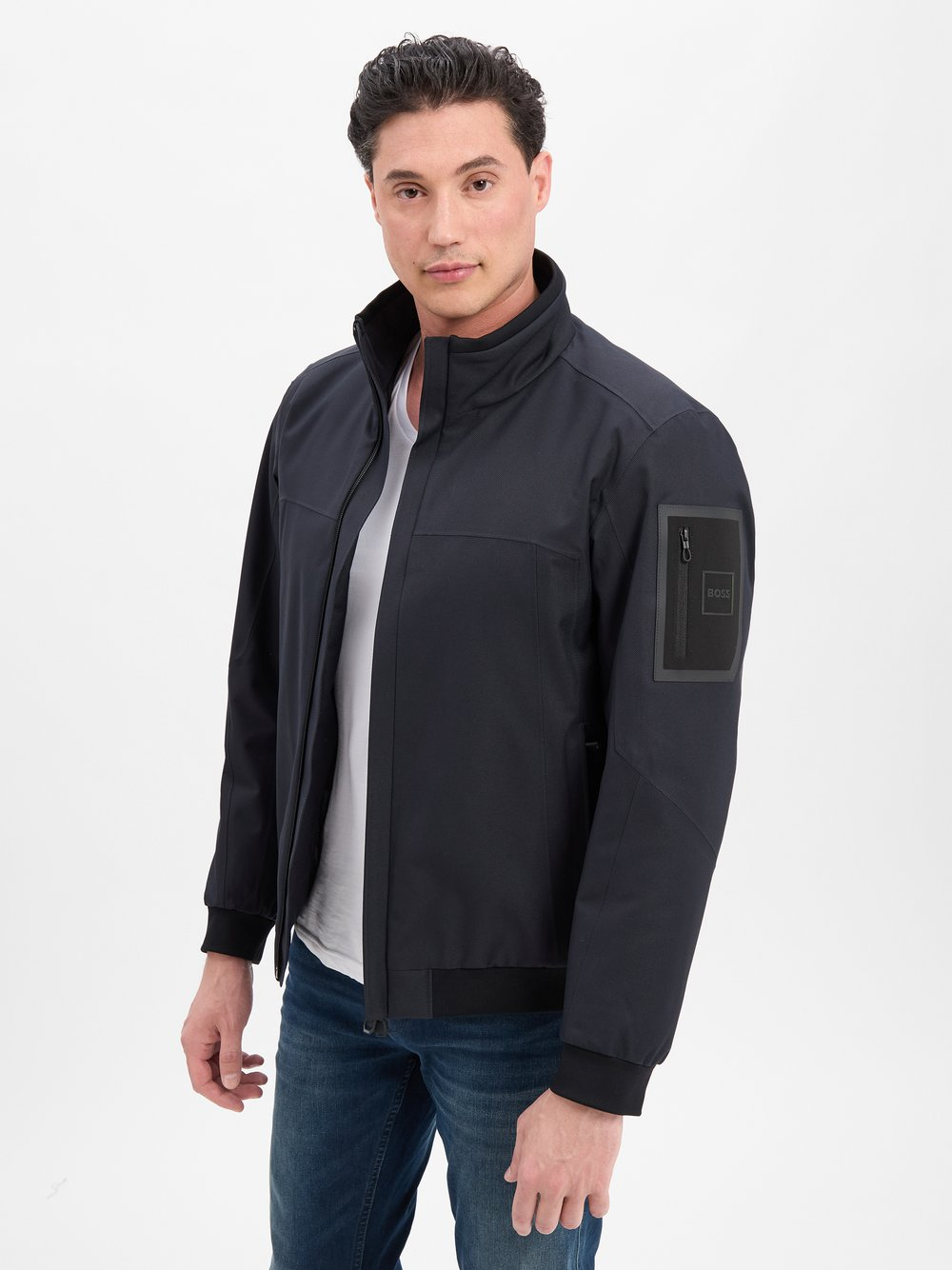 BOSS Green Męska kurtka funkcjonalna - Hexatech Bomber Mężczyźni Sztuczne włókno niebieski, XXL