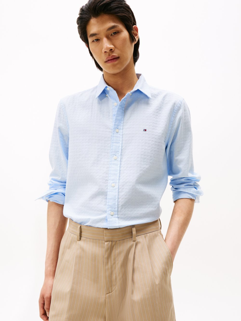 Tommy Hilfiger Męska koszula casual Mężczyźni Regular Fit Bawełna niebieski, M