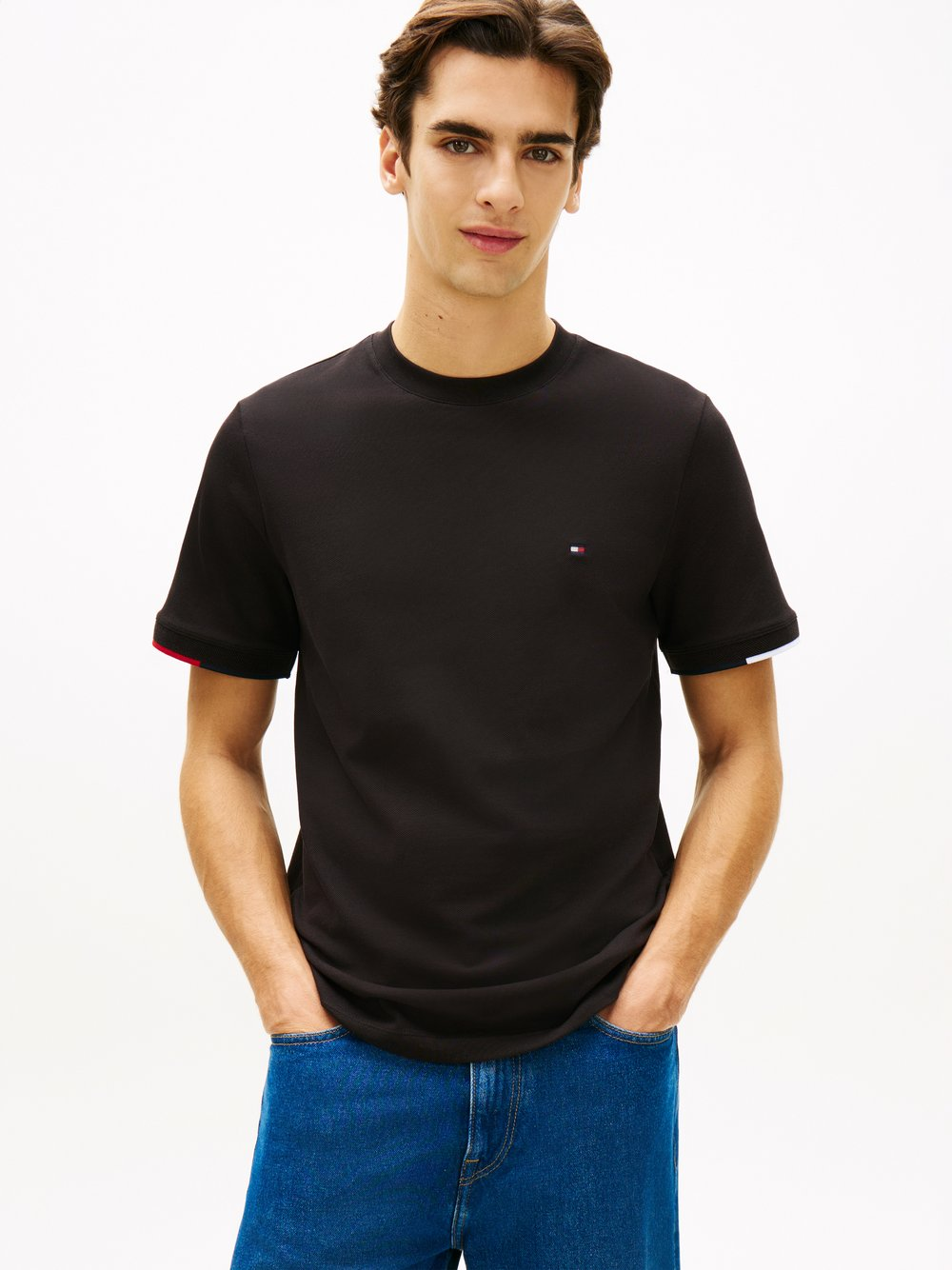 Tommy Hilfiger Koszulka męska Mężczyźni Bawełna czarny, L
