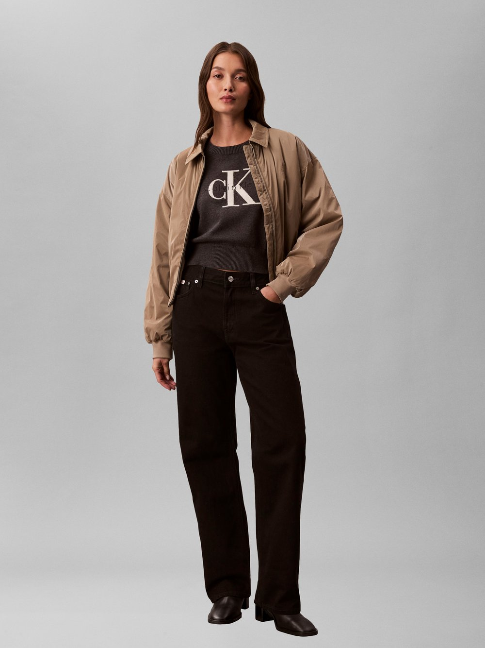 Calvin Klein Jeans Sweter damski - wrzosowy Kobiety Bawełna szary, XS