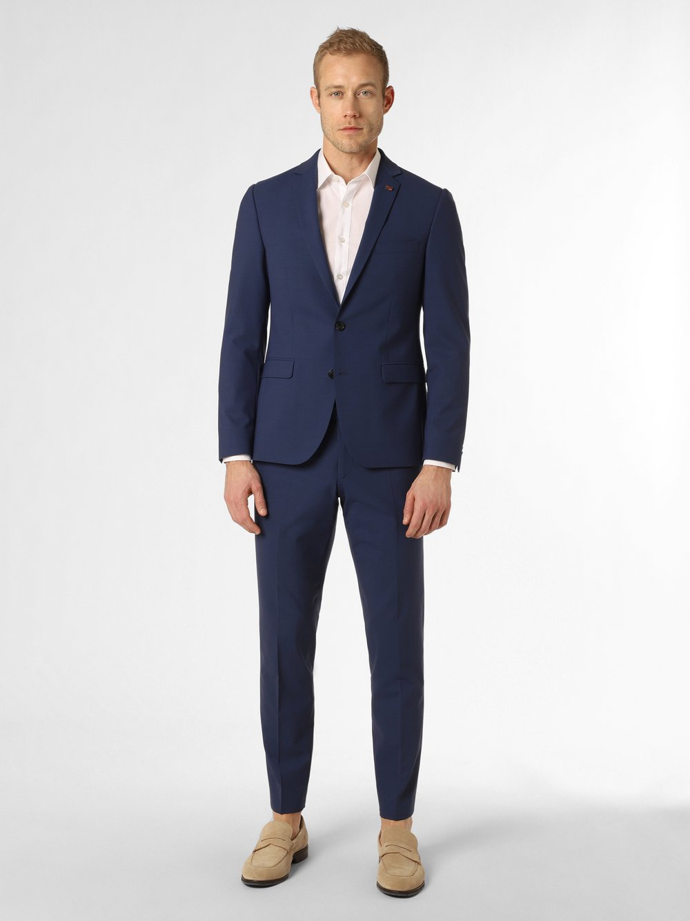 Finshley & Harding London Męski garnitur Mężczyźni Slim Fit niebieski, 94