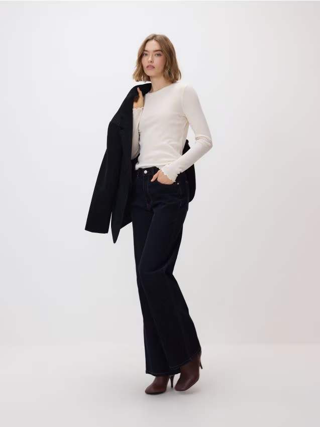 Reserved - Jeansy wide leg - czarny