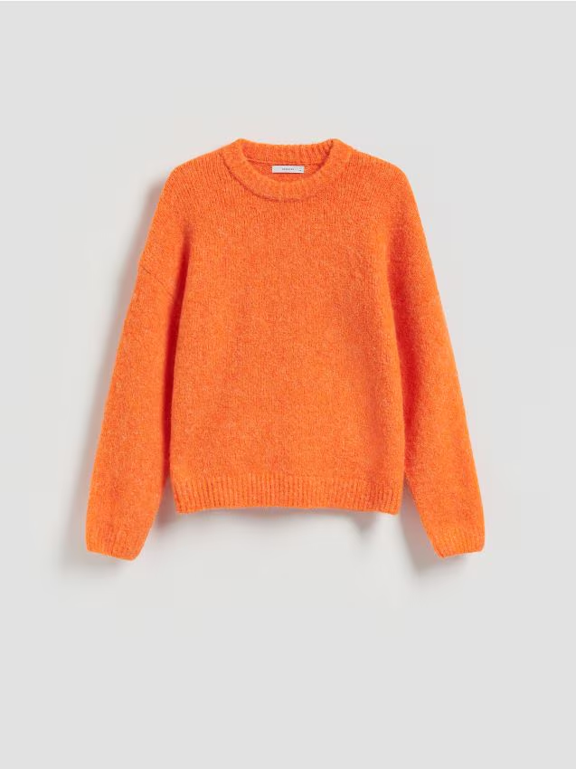 Reserved - Sweter z dodatkiem wełny - pomarańczowy