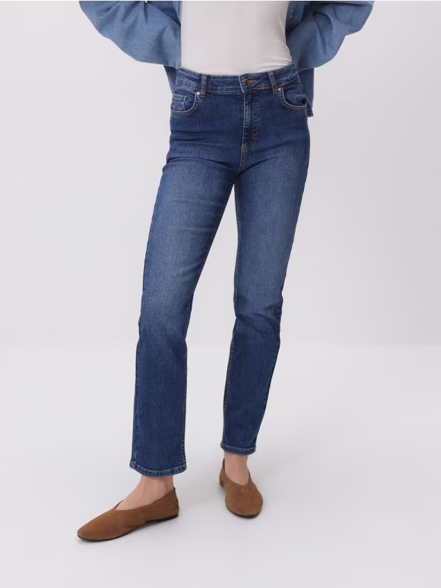 Reserved - Jeansy slim straight - granatowy