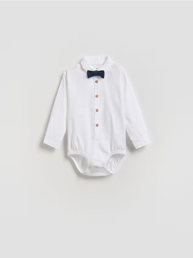 Reserved - Eleganckie body z muchą - biały