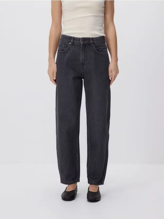 Reserved - Jeansy mom fit - szary