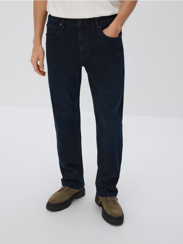 Reserved - Jeansy straight fit - granatowy