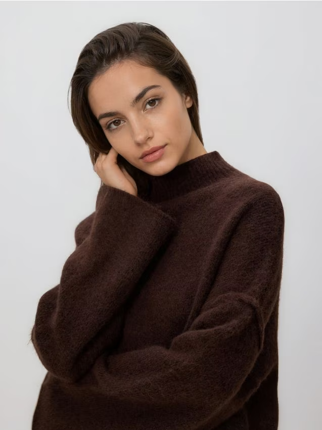 Reserved - Sweter z golfem - ciemnobrązowy