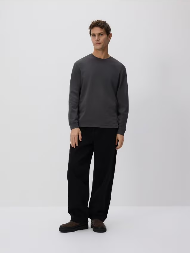Reserved - Longsleeve z bawełną - ciemnoszary