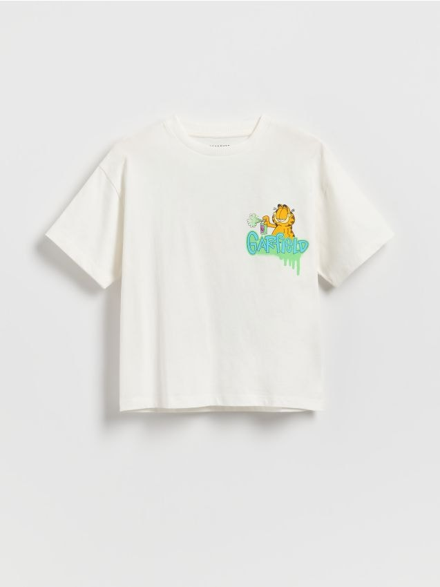 Reserved - T-shirt Garfield - złamana biel