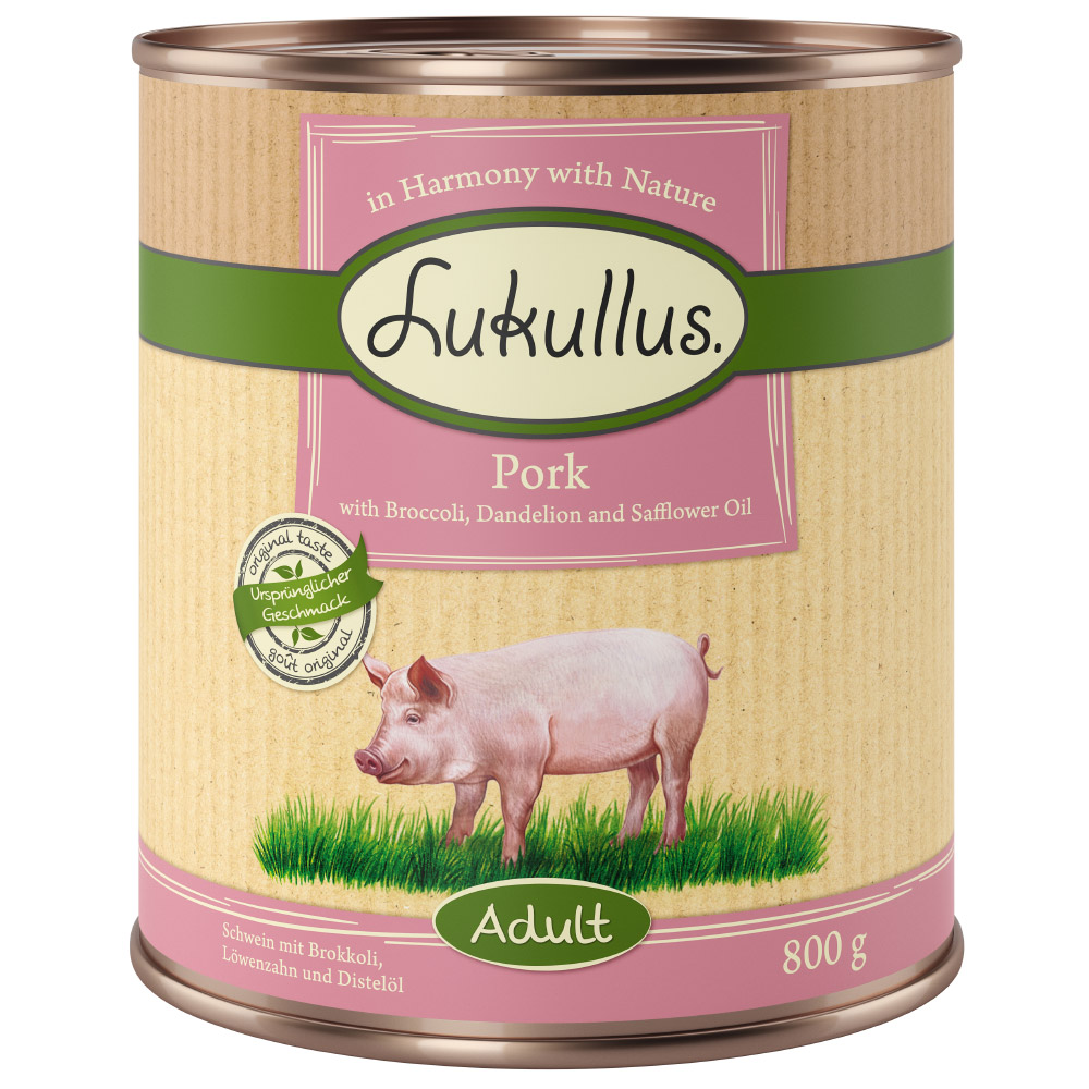 Lukullus Naturkost Adult, bez zbóż, 6 x 800 g  - Wieprzowina
