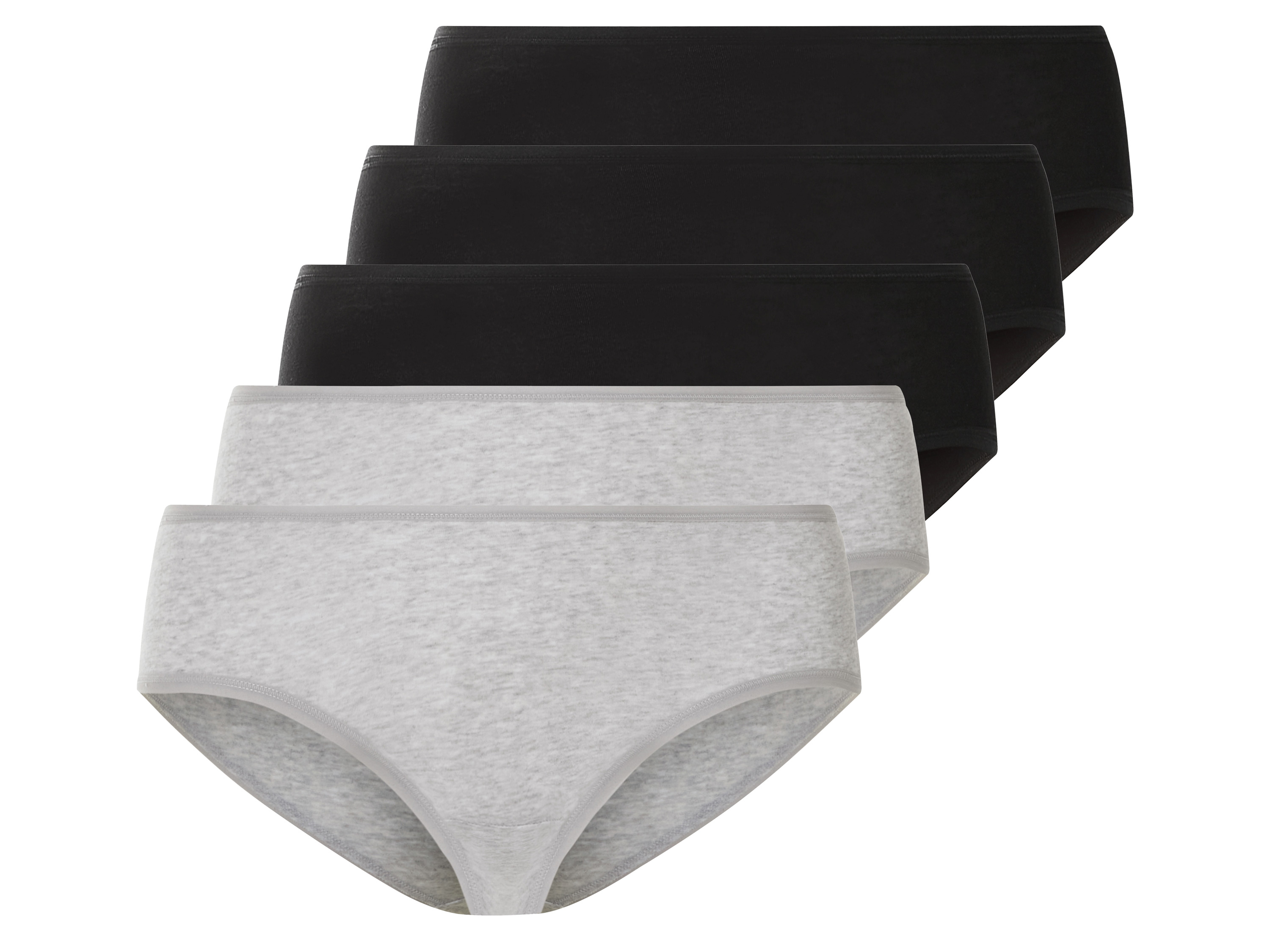 esmara® Figi damskie z bawełną, 5 pary (XL (48/50), Czarny/ szary)