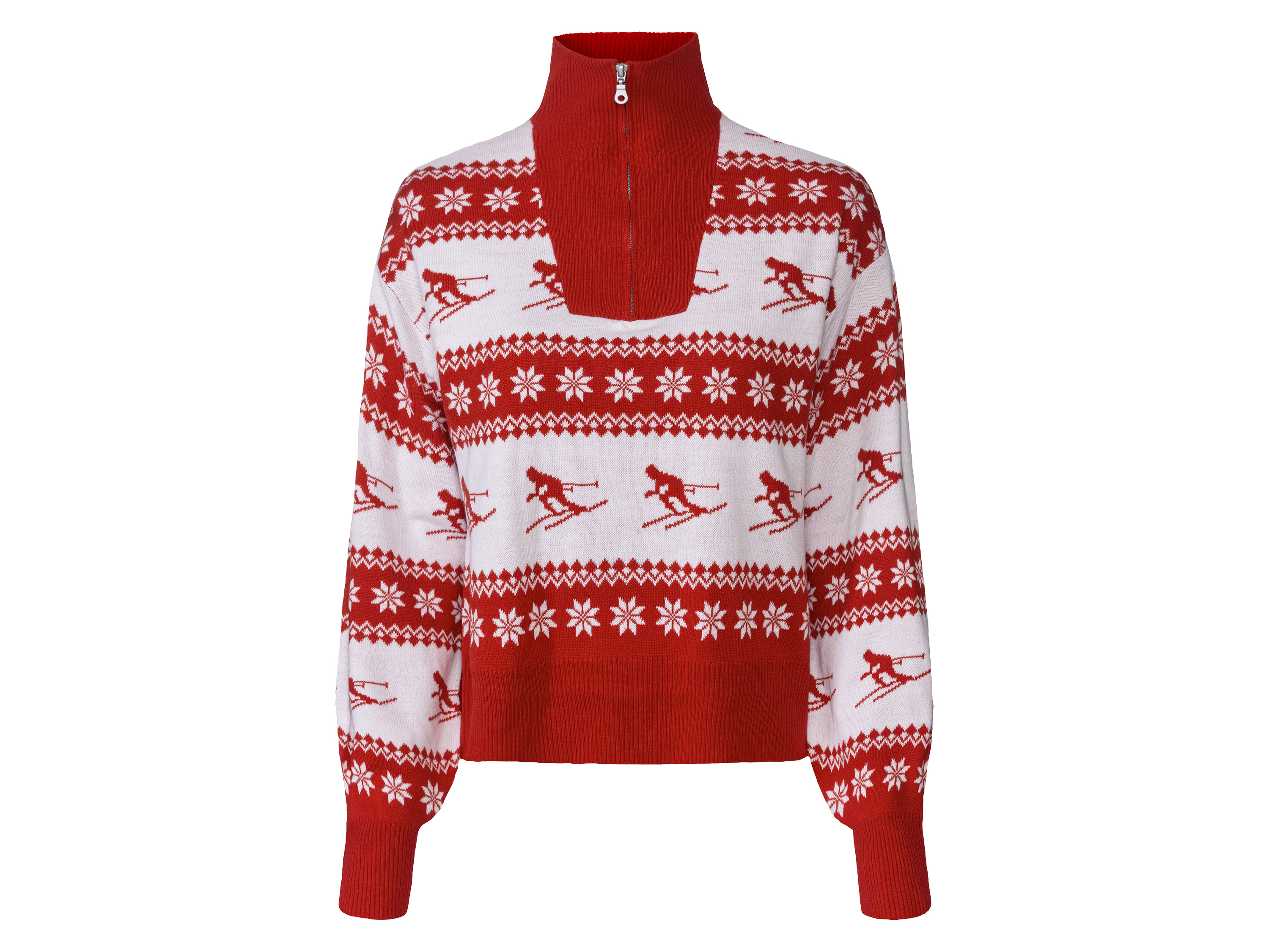 esmara® Sweter damski w stylu norweskim (XL(48/50), Czerwony)