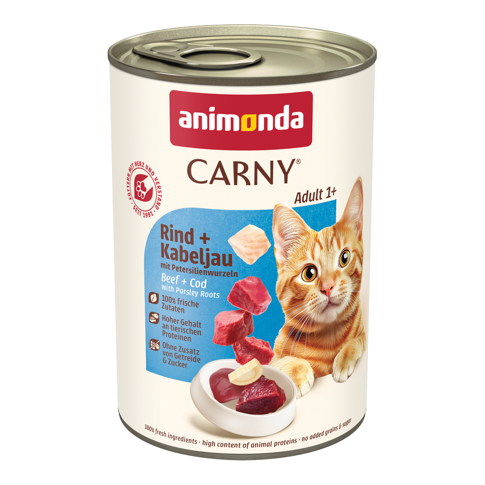 animonda Carny Adult, 6 x 400 g - Wołowina i dorsz z korzeniem pietruszki
