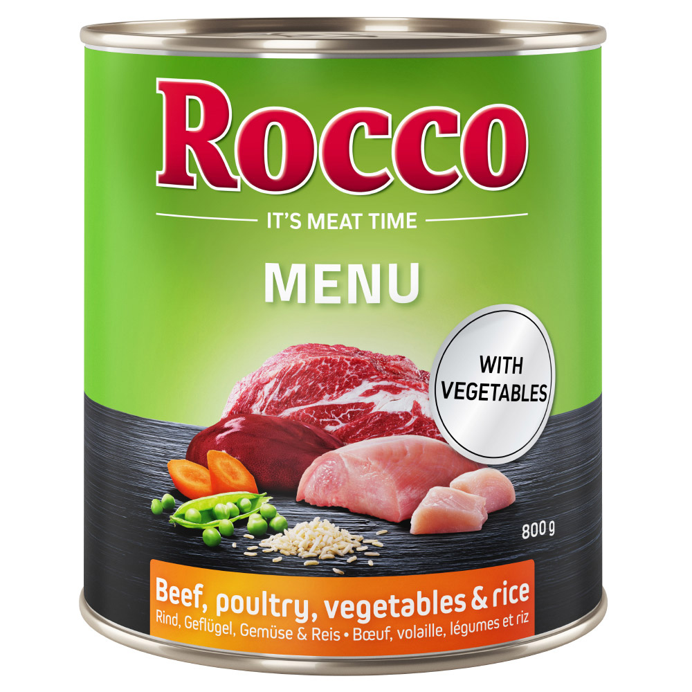 Rocco Menu, 6 x 800 g - Wołowina i kurczak z warzywami i ryżem