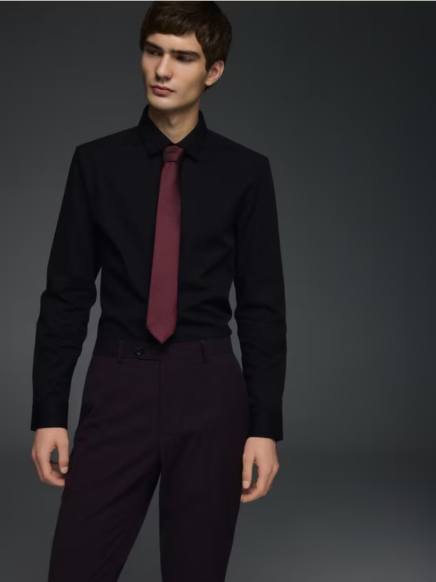Reserved - Bawełniana koszula super slim fit - czarny miniaturka