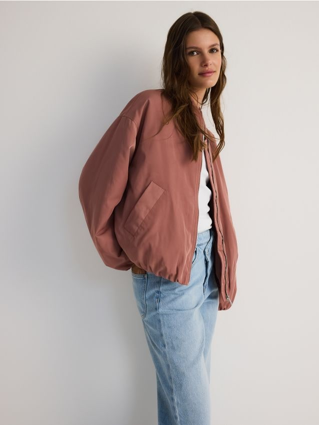 Reserved - Kurtka bomberka oversize - jasnofioletowy