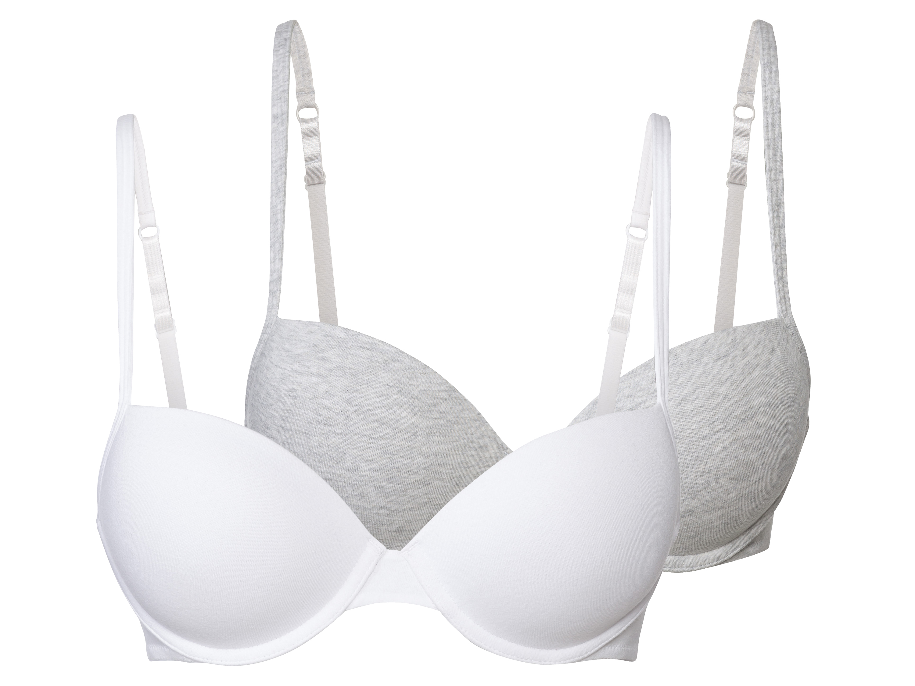 esmara® Biustonosz damski z fiszbinami, 2 sztuki (Szary/biały, 85b)