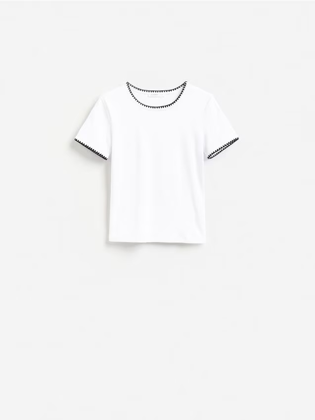 Reserved - T-shirt z dodatkiem modalu - biały