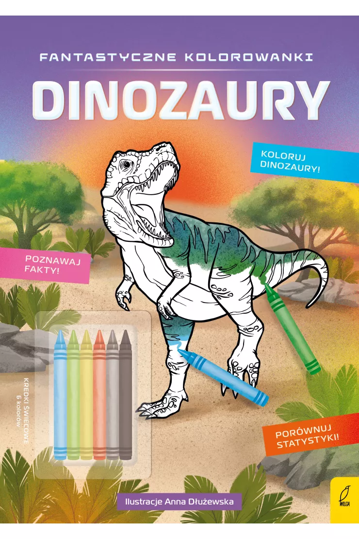 Dinozaury. Fantastyczne kolorowanki z kredkami