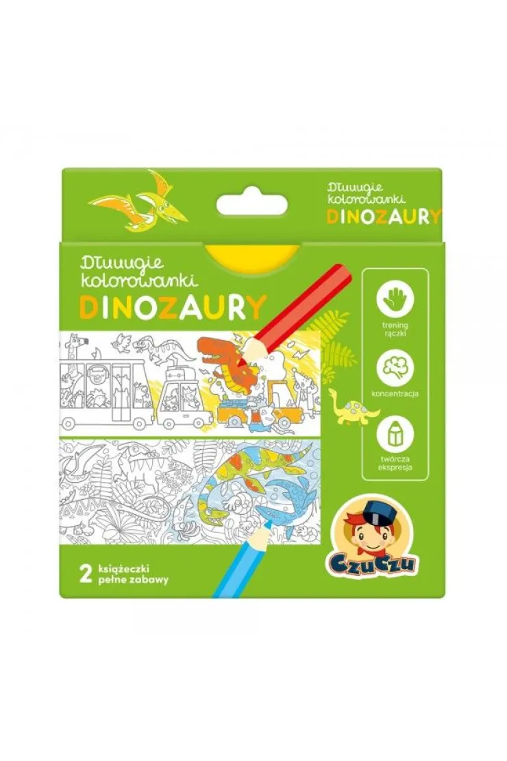 CzuCzu Dłuuugie kolorowanki Dinozaury 4+