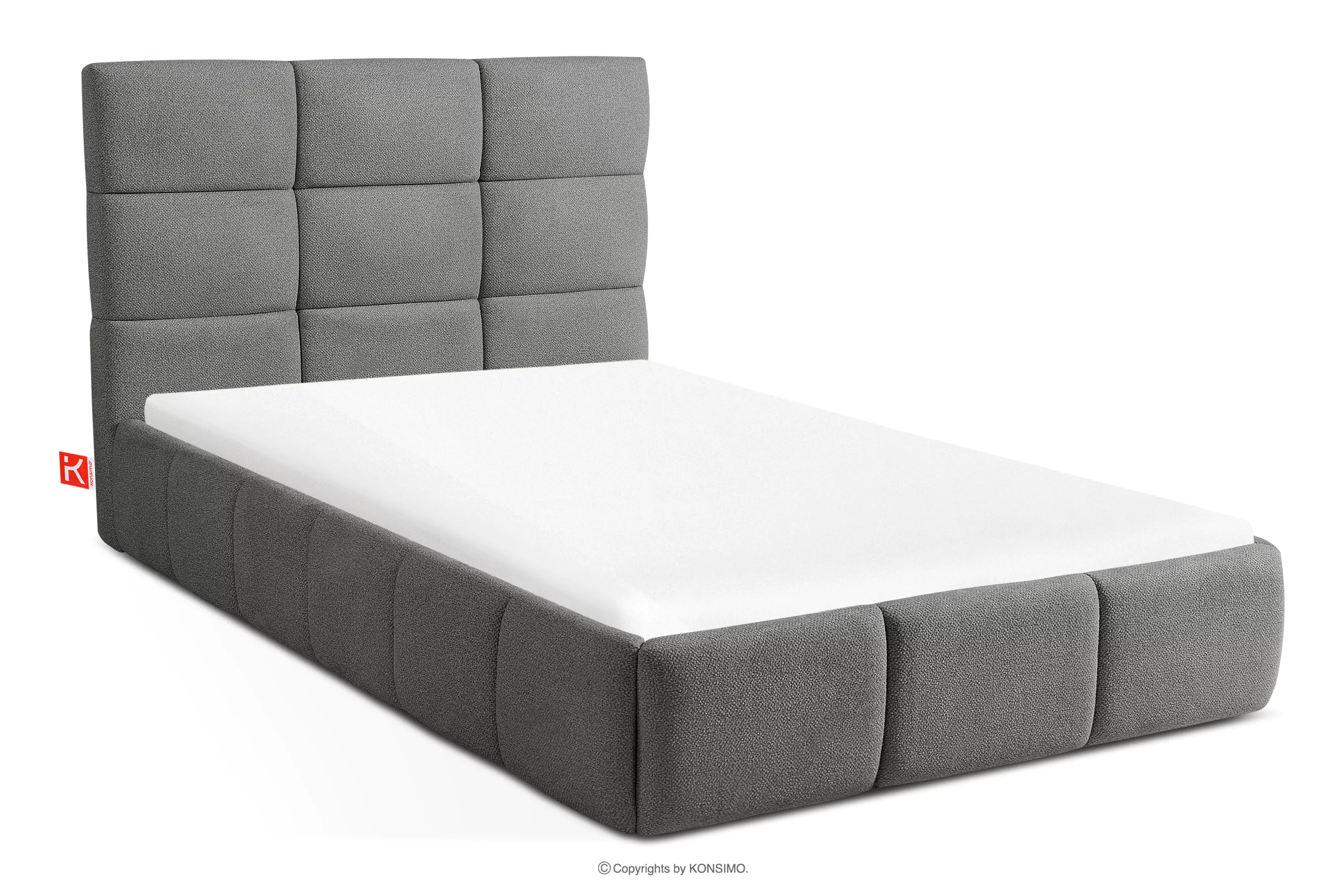 Łóżko 120 cm w tkaninie boucle ciemny szary ALTOS