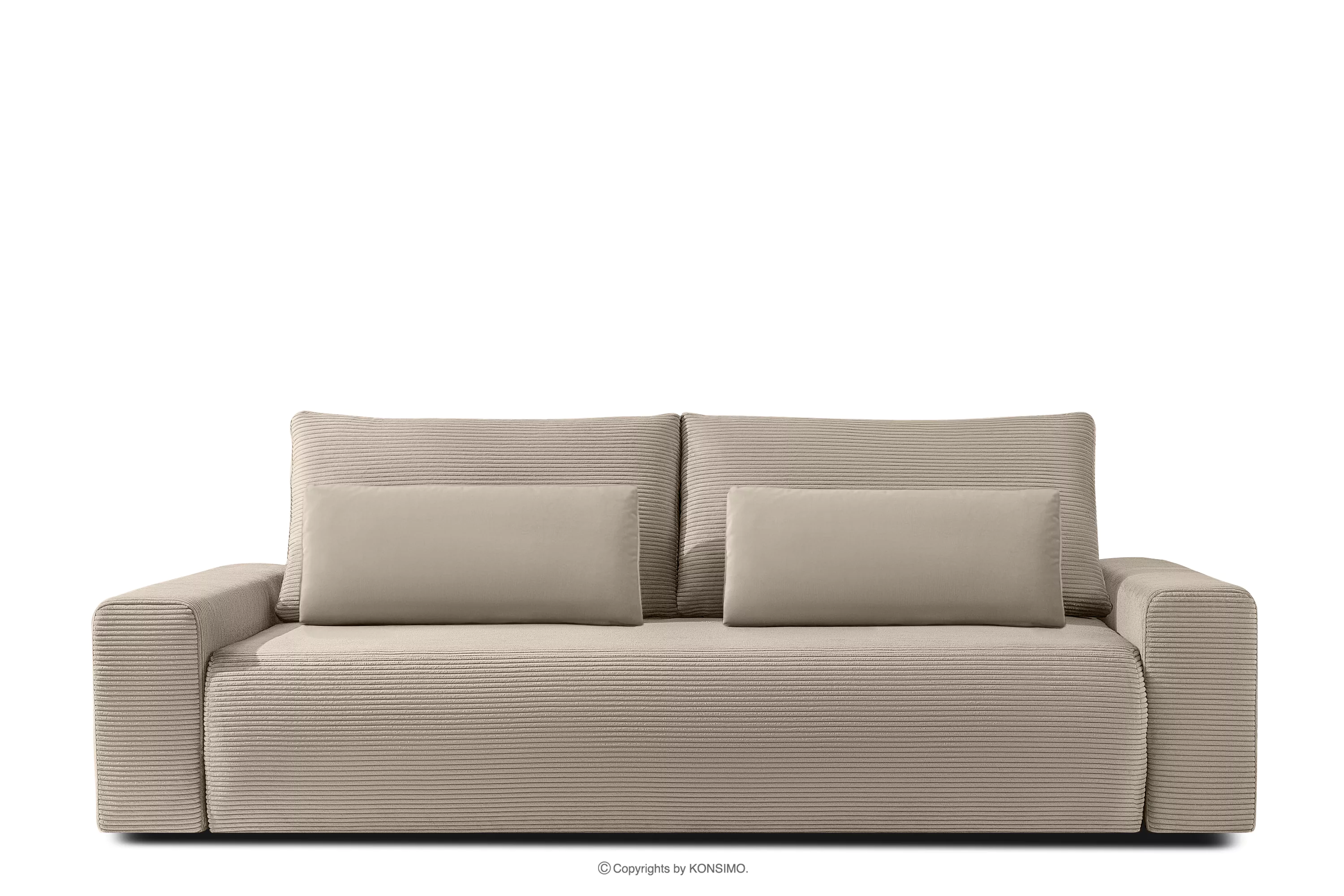Rozkładana sofa z poduszkami tkanina sztruks / welur beżowy MOLLIS