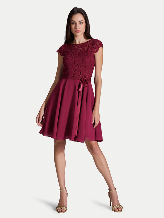 Swing Sukienka koktajlowa 77760510 Bordowy Regular Fit